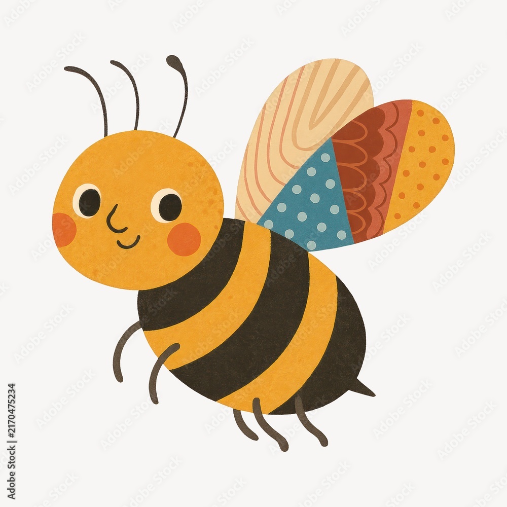 Fototapeta premium Cute cartoon bee illustration.