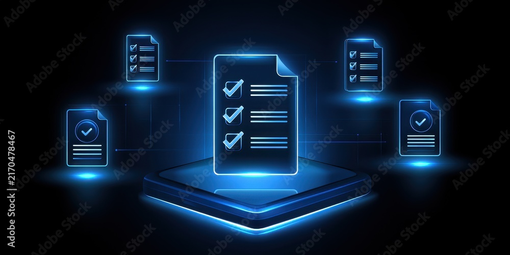 Fototapeta premium policy links documents compliance approval contract checklist and regulation through platform driven commerce