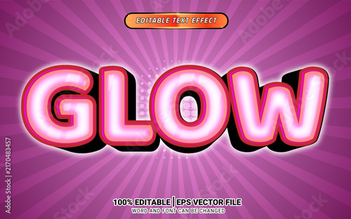 Pink Glow Editable Text Effect 3D Neon Comic Style Vector Illustration