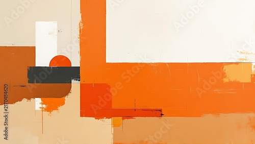 Abstract Composition Featuring Bold Geometric Shapes and Earthy Tones in a Modern Minimalist Artistic Style for Interior Decor and Graphic Design