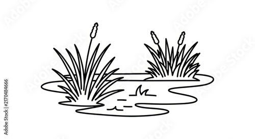 Canvastavla Simple cattail plants in water.