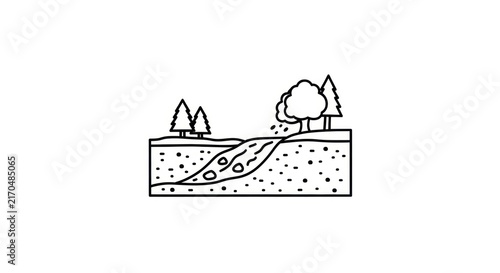 Bild auf Leinwand Simple illustration of landscape with trees.