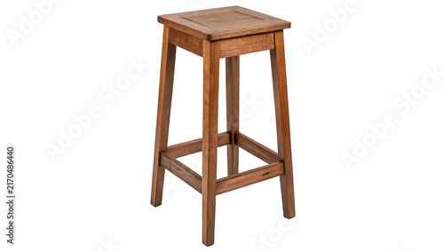 Принти на полотні Simple high wooden bar stool chair furniture isolated on transparent background