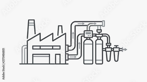 Obraz na plátne Industrial Gas Supply System Diagram for Factory Integration