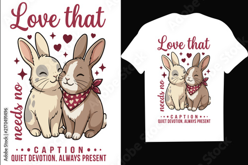Sweet Bunnies in Love Romantic Quote Apparel Design for POD ( - mug,hoodie,t shirt,typography,quoutes,qoute,poster,post,card)