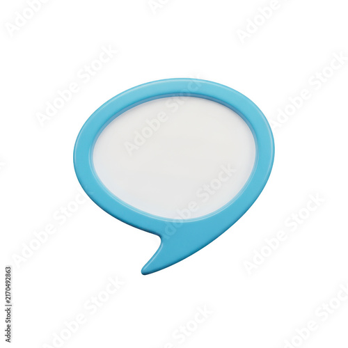 3d blue speech bubble icon representing communication and chat message notification isolated on transparent background