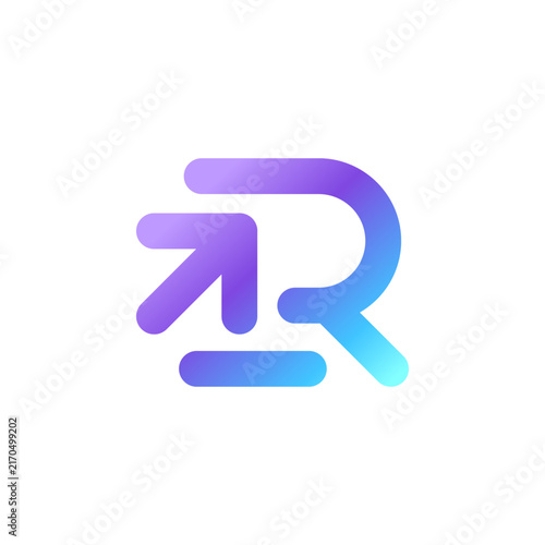 Modern R Letter Arrow Logo – Digital Technology and AI Symbol