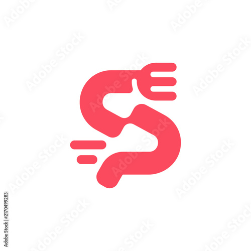 S Letter Fork Food Delivery Speed Symbol Logo Design Vector