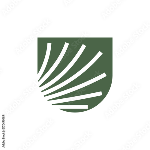 Green Shield with Paper Book Folding Education Logo Design Vector