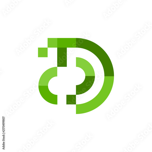Green Abstract TDC Monogram in Modular Geometric Form Logo Design Vector