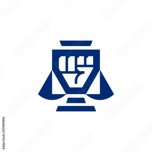 Fighter Hand Holding Law Scale for Justice and Legal Defense Logo Design Vector