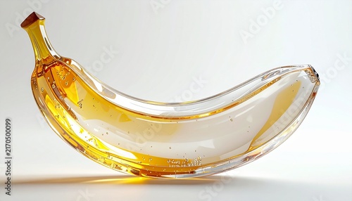 Transparent Glass Banana Bunch Floating in the Air, Elegant 3D Fruit Design