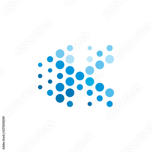 Blue Letter K Created from Dots and Cells for Networking Technology Logo Design Vector