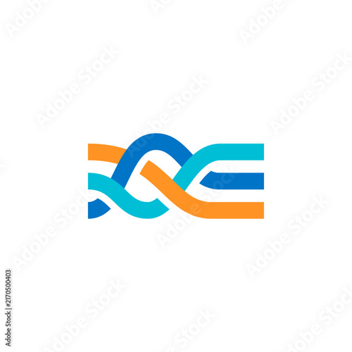 Colorful Interwoven Route and Flow Lines Logo Design Vector