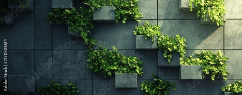 The interplay of fresh foliage against the textured wall enhances visual appeal.