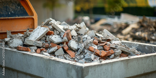 Close-up view of construction debris in a building site Generative AI