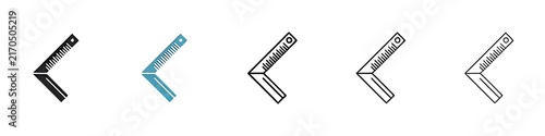 Measuring Carpenter Ruler Icons. Precision Instrument and Furniture Manufacture Tools. Thin line customizable illustration. Contour symbol. Vector isolated outline drawing. Editable stroke
