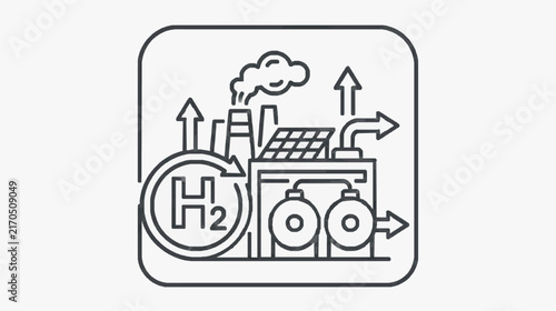Hydrogen Fuel Cell Process Diagram with Energy Flow and Emissions