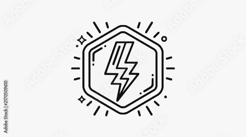 Modern Hexagonal Lightning Bolt Icon with Sparkle Effects for Digital Design