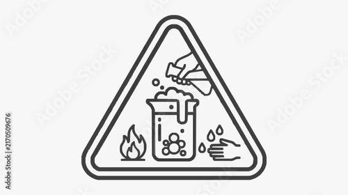 Hazardous Waste Disposal Warning Symbol with Prohibited Actions Triangle Icon