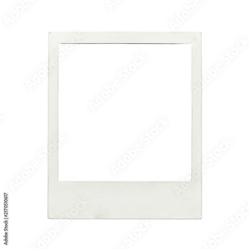 Empty vintage polaroid photo frame with blank space isolated on white background