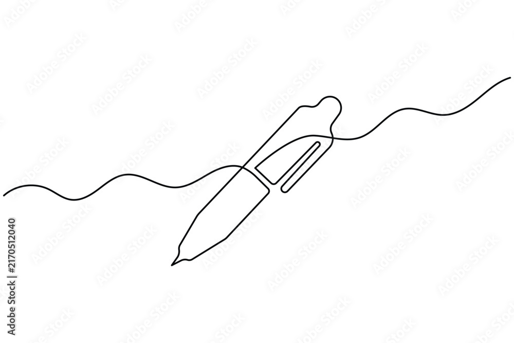 Obraz premium Ball pen lineart continuous one line art with editable stroke minimalist outline design