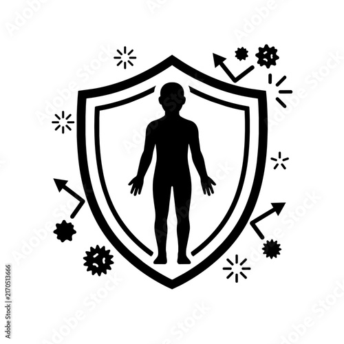 Immune system human body shield protection vector icon
