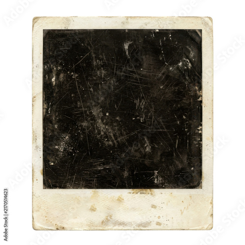 Vintage polaroid photo frame with starry night sky isolated on white background