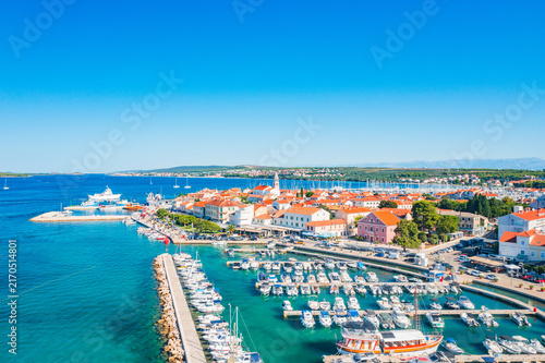 Aerial view of popular touristic destination Biograd na Moru on Adriatic sea in Croatia