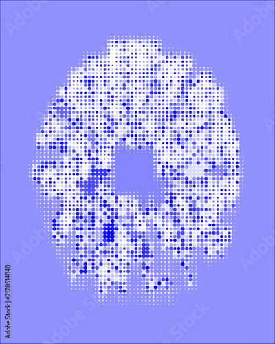Abstract Purple Halftone Circle With Central Square Negative Space, Retro Dot Pattern Background