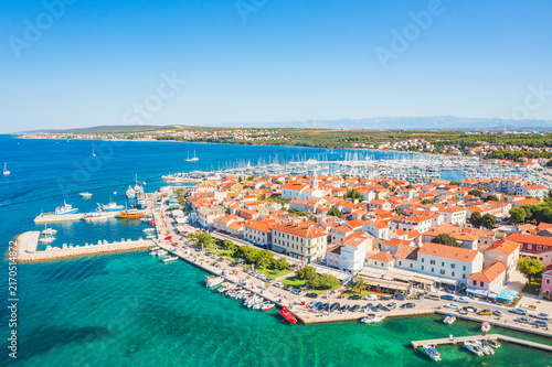 Aerial view of popular touristic destination Biograd na Moru on Adriatic sea in Croatia