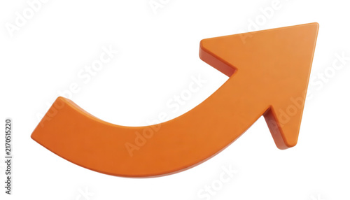 Orange 3d Upward Arrow Isolated