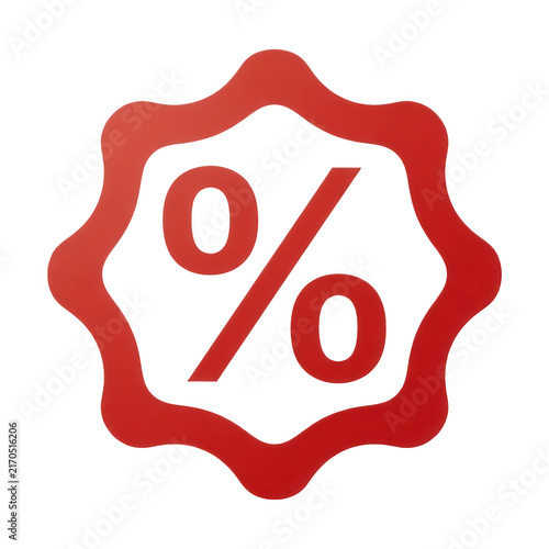 Red Percentage Discount Badge Transparent Background