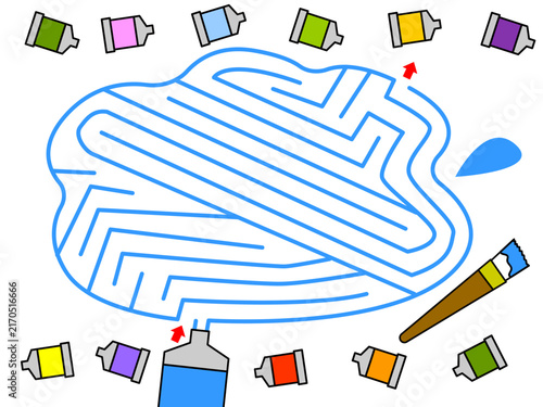 青い絵の具の迷路