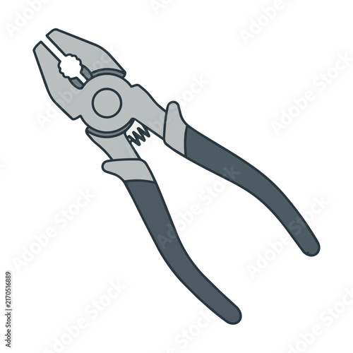 Minimalist slip-joint pliers hand tool in a clean monoline style isolated on a white background, DIY home improvement concept