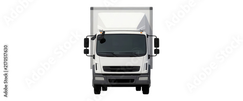 White Delivery Truck Front View Transparent Background