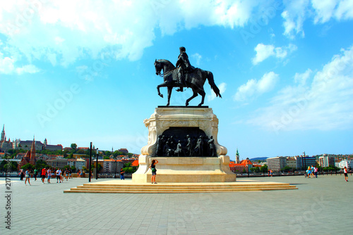 Obraz na plátně BUDAPEST, HUNGARY - AUGUST 29, 2025: The equestrian statue of Count Gyula Andrassy