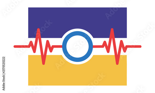Clean graphic of a sweeping heartbeat rhythm line intersecting a circular ring, solid colors on white. Modern medical data concept