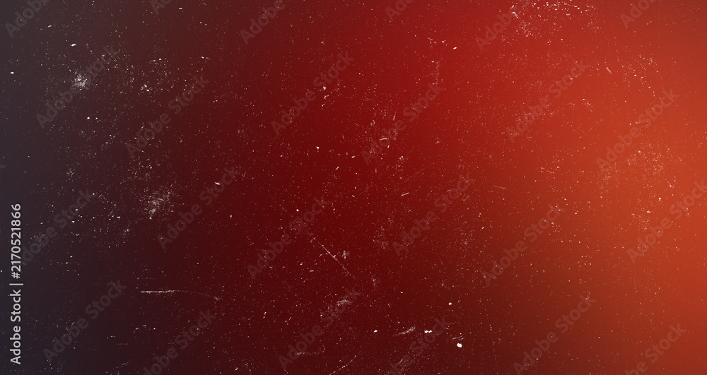 Obraz premium Moody dark red gradient background with vintage analog film texture and realistic dust scratches for cover design.