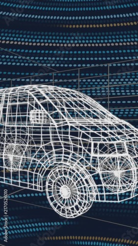 Animation of 3d car model and data processing over grid