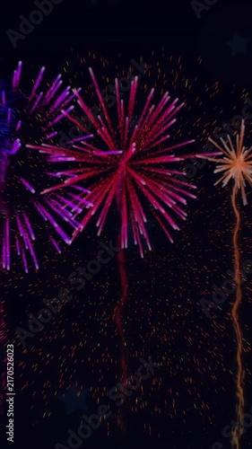 Animation of fireworks exploding on black background