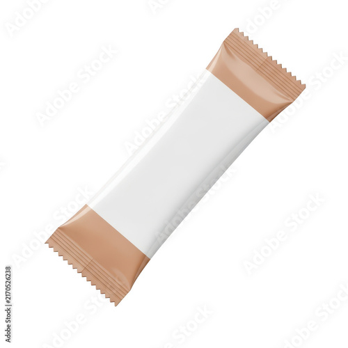 Small blank stick pack food sachet for sugar or coffee powder packaging mockup isolated on transparent background