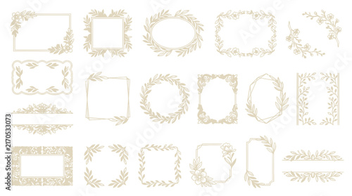 Decorative Vintage Floral Frames Collection Isolated Transparent Background