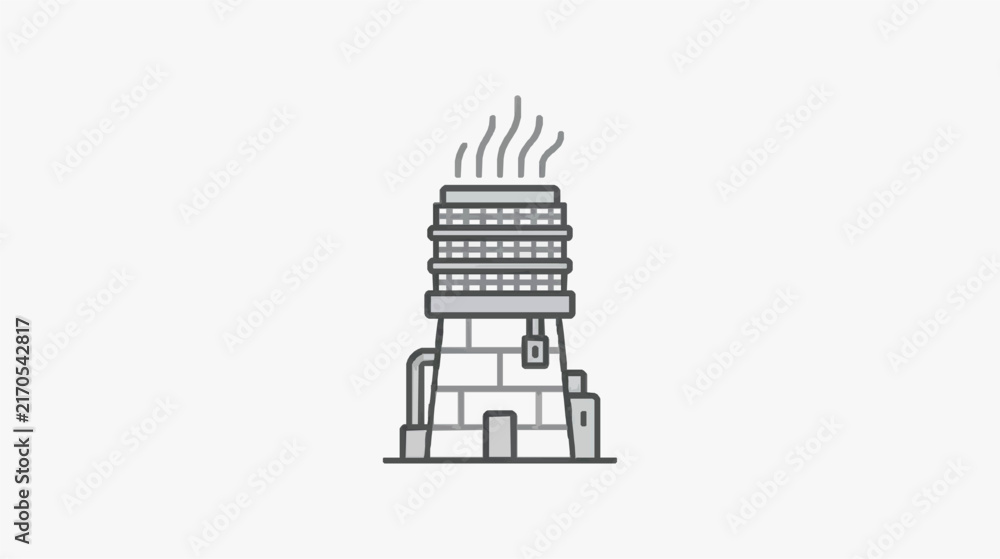 Fototapeta premium Modern industrial chimney with steam or smoke emitting from top