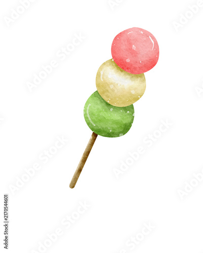 Foto Watercolof hanami dango illustration