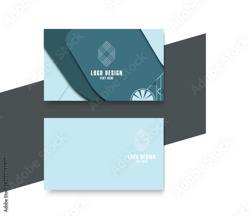 Minimal Blue Business Card and Corporate Stationery Mockup with Geometric Branding Design