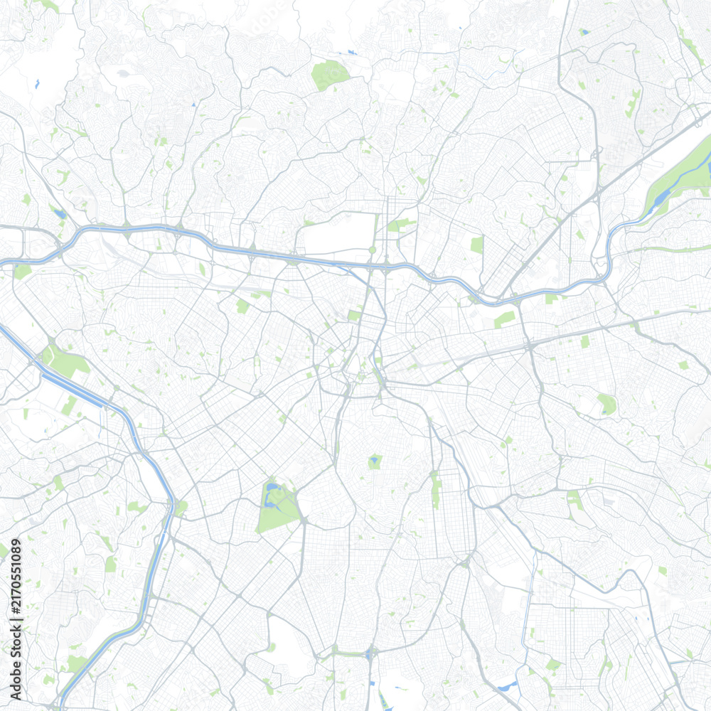 Fototapeta premium Minimal vector city map of Sao Paulo with streets, parks and road network
