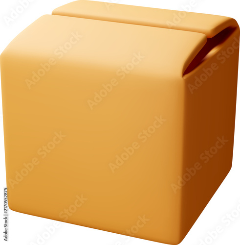 3d Closed cardboard box.