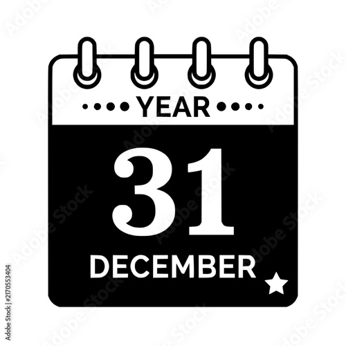 December 31 Calendar Icon Isolated on Transparent Background