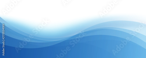 Abstract blue wave background, smooth vector wavy curve lines for banner, business presentation header, corporate brochure design, copy space